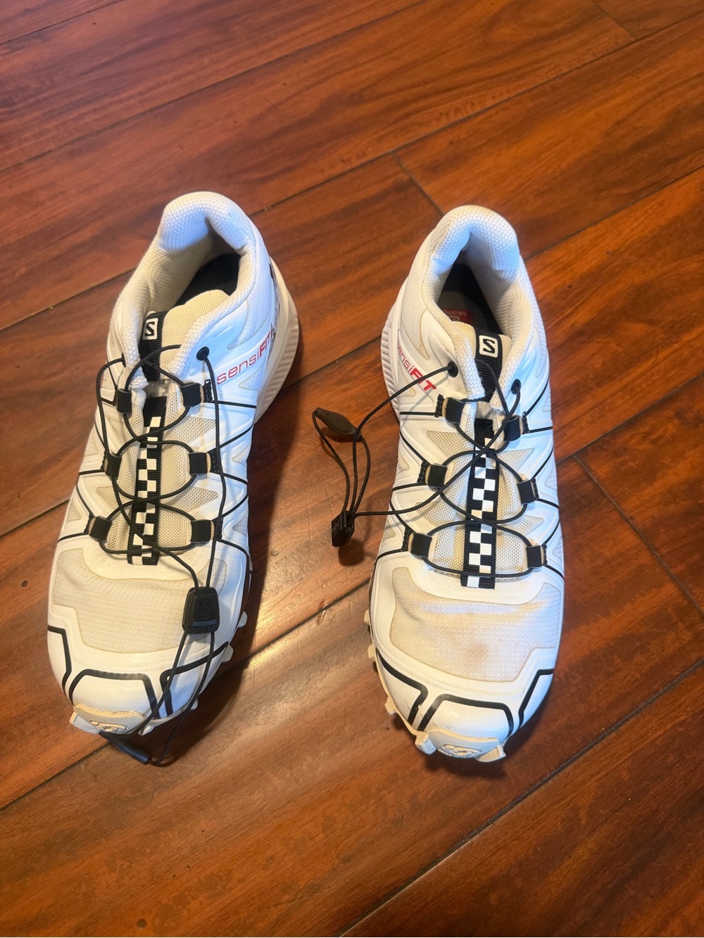 Salomon White and Black speed cross offroad unisex shoes